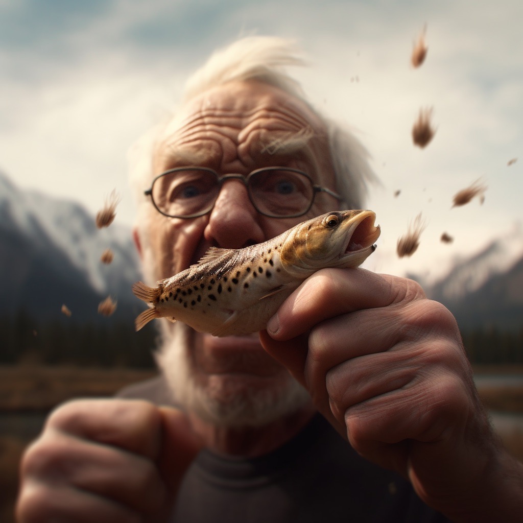 Bad Gnome Eating A Trout