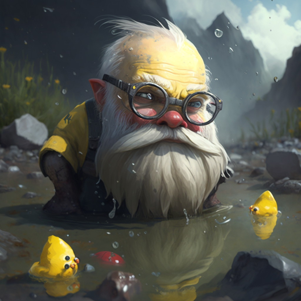 Bad Gnome taking a bath