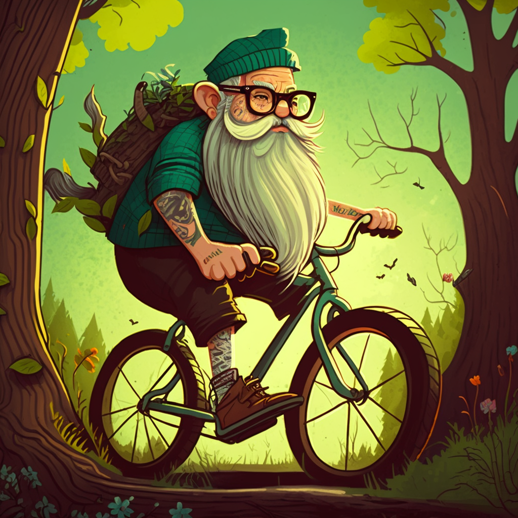 Bad Gnome Riding in the Forest