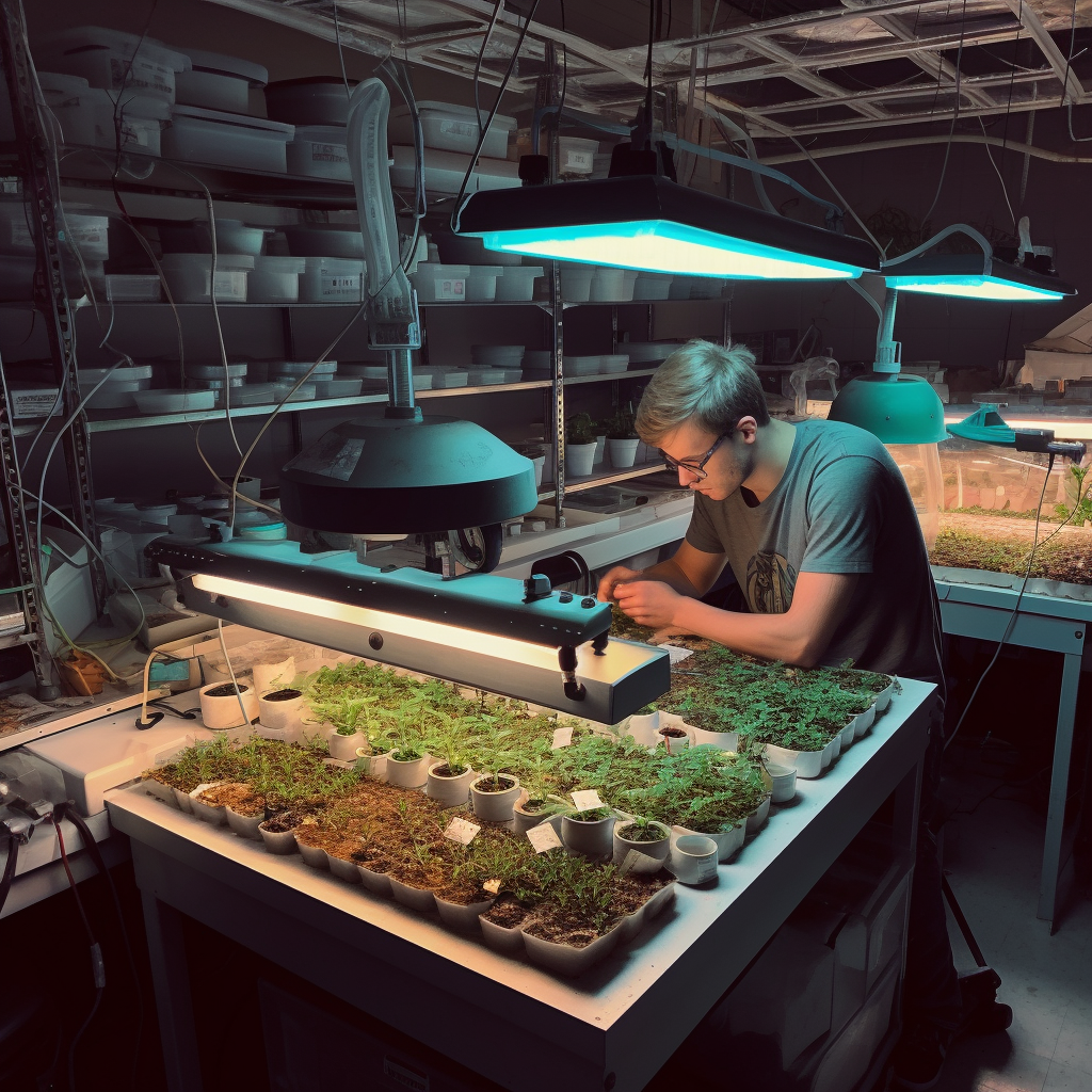 Shawn Potting Up Seeds in Seeding Trays in Indoor Greenhouse